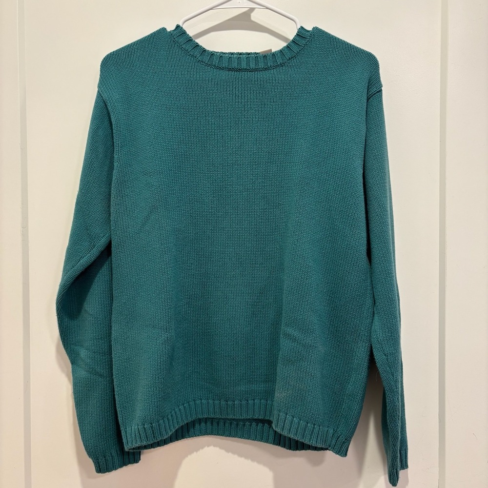Nordstrom Womens Teal Green Crew Neck Shakerโ Knit Sweater Size Small